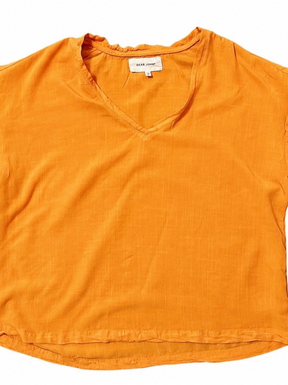 Dear John Bright Orange V-Neck Short Sleeve Tee